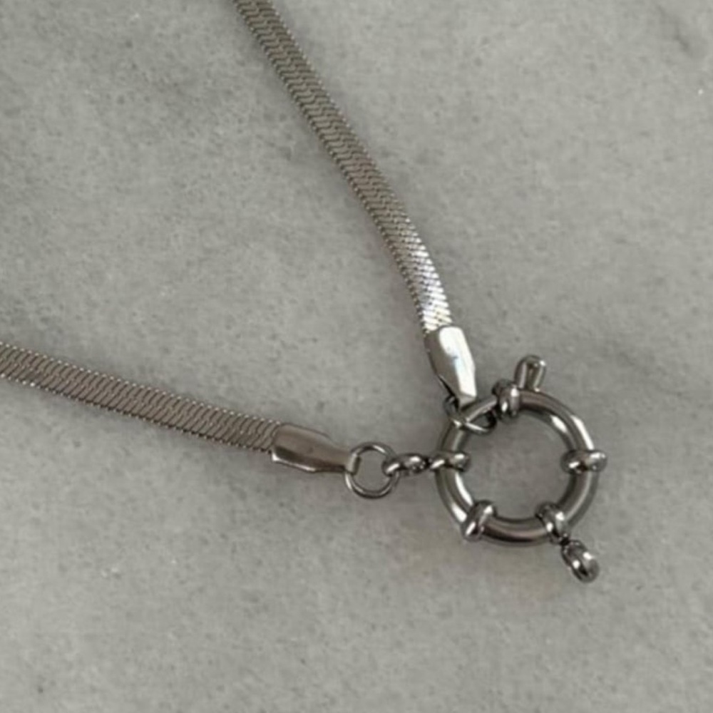 Sterling Silver Chain Link Snake Round Pendant Clasp Necklace 

Brand New